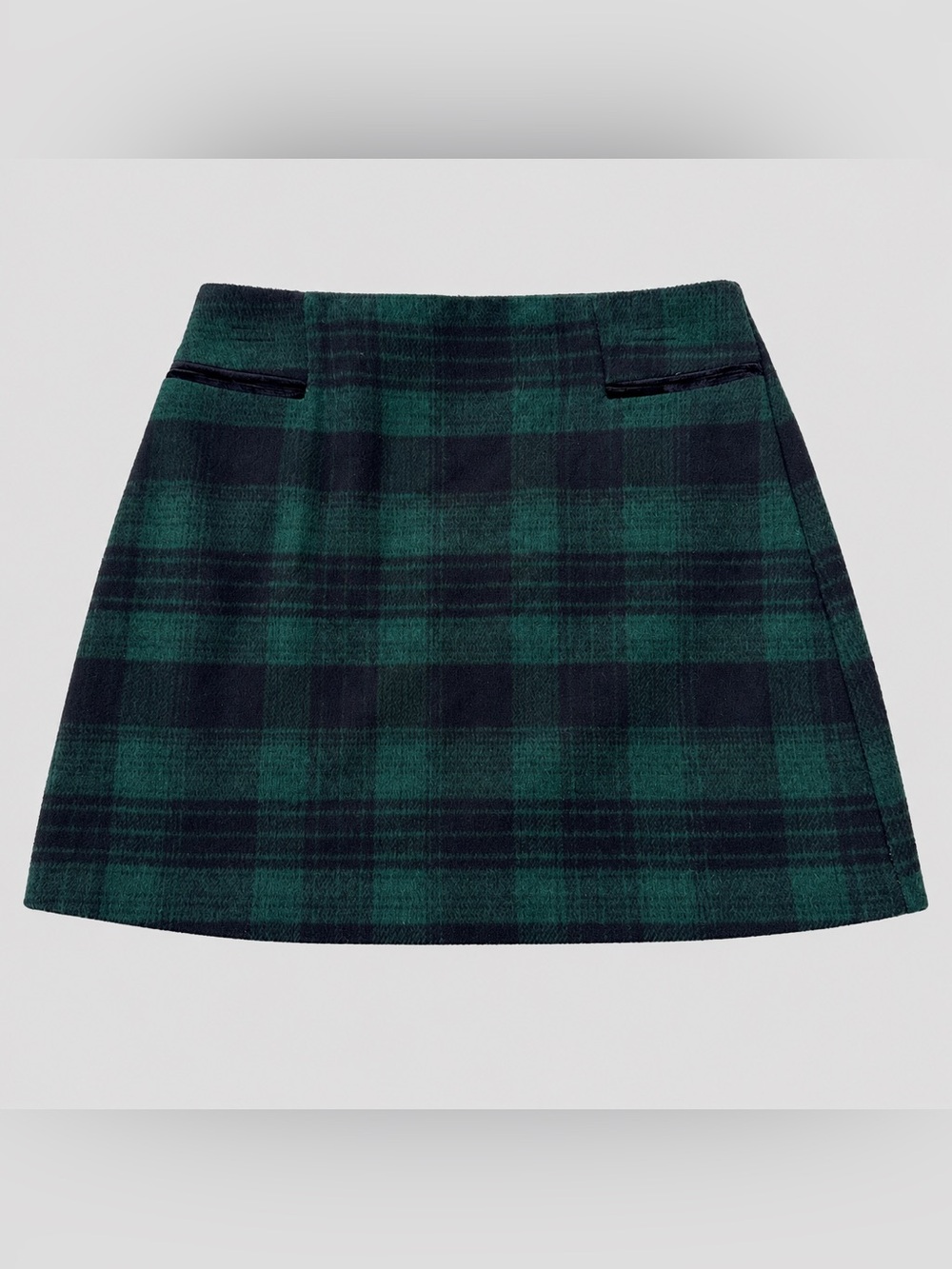 Copper Key Green Black Plaid Mini Skirt Small A-Line Zipper